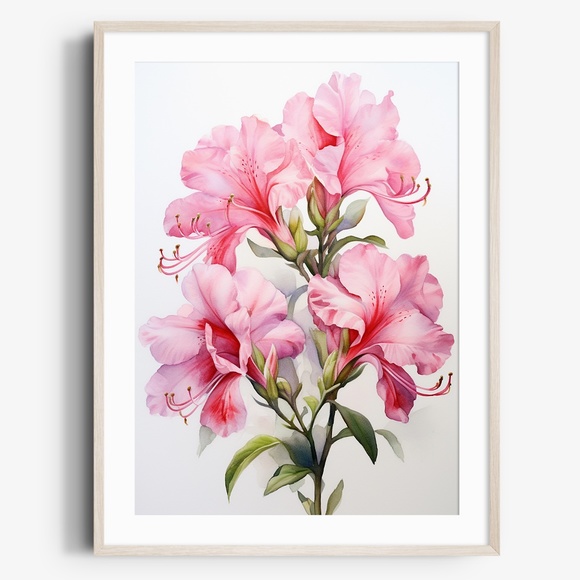 Watercolor Azalea Wall Art Illustration Print Poster Unframed - Picture 1 of 5